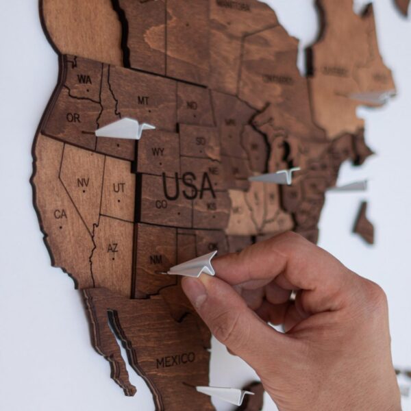 Wooden World Map 3D - Oak details - Wall Art